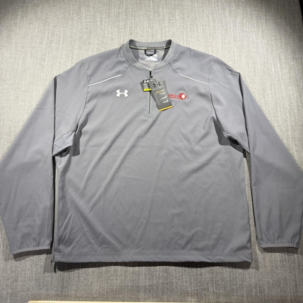 Under Armour Pullover Mens XL Gray 1/4‎ Zip HeatGear Kabco Builders Athletic Top